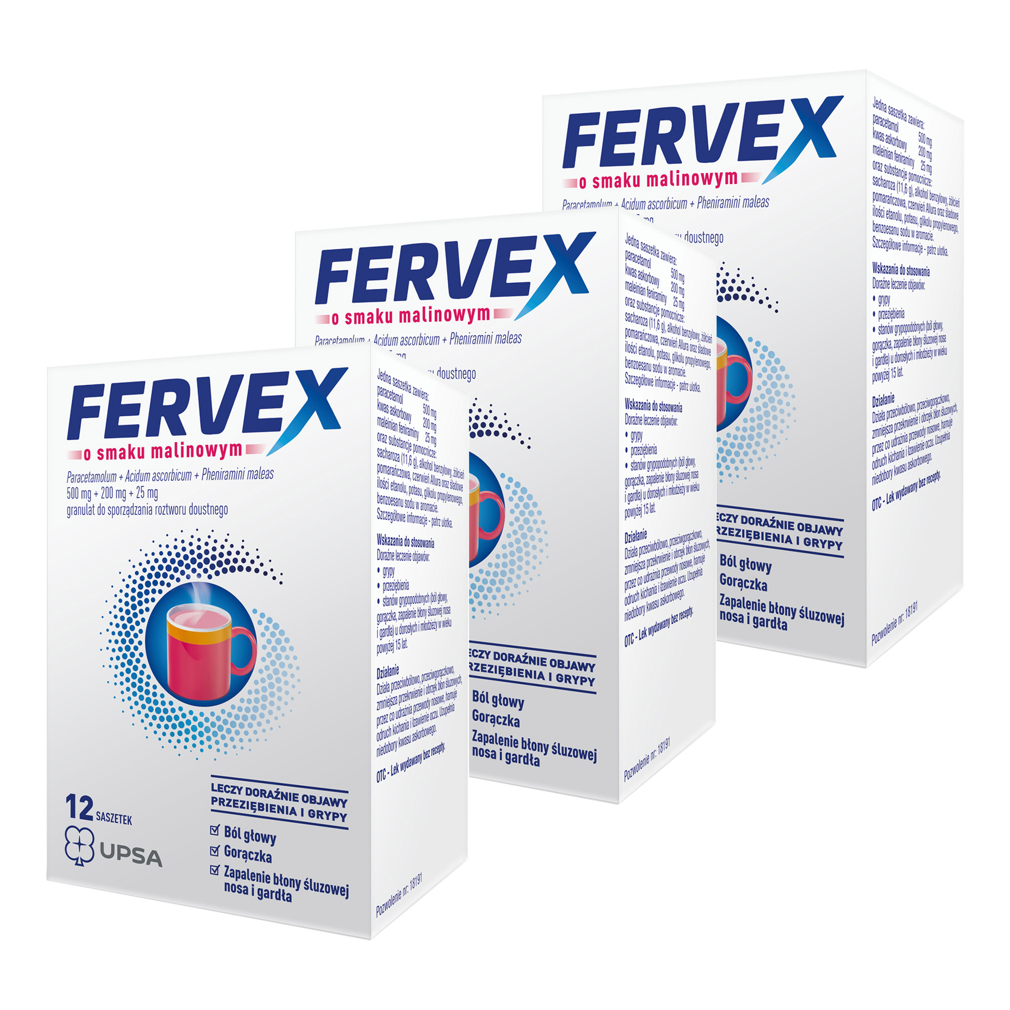 Fervex o smaku malinowym, saszetki, 8 sztuk